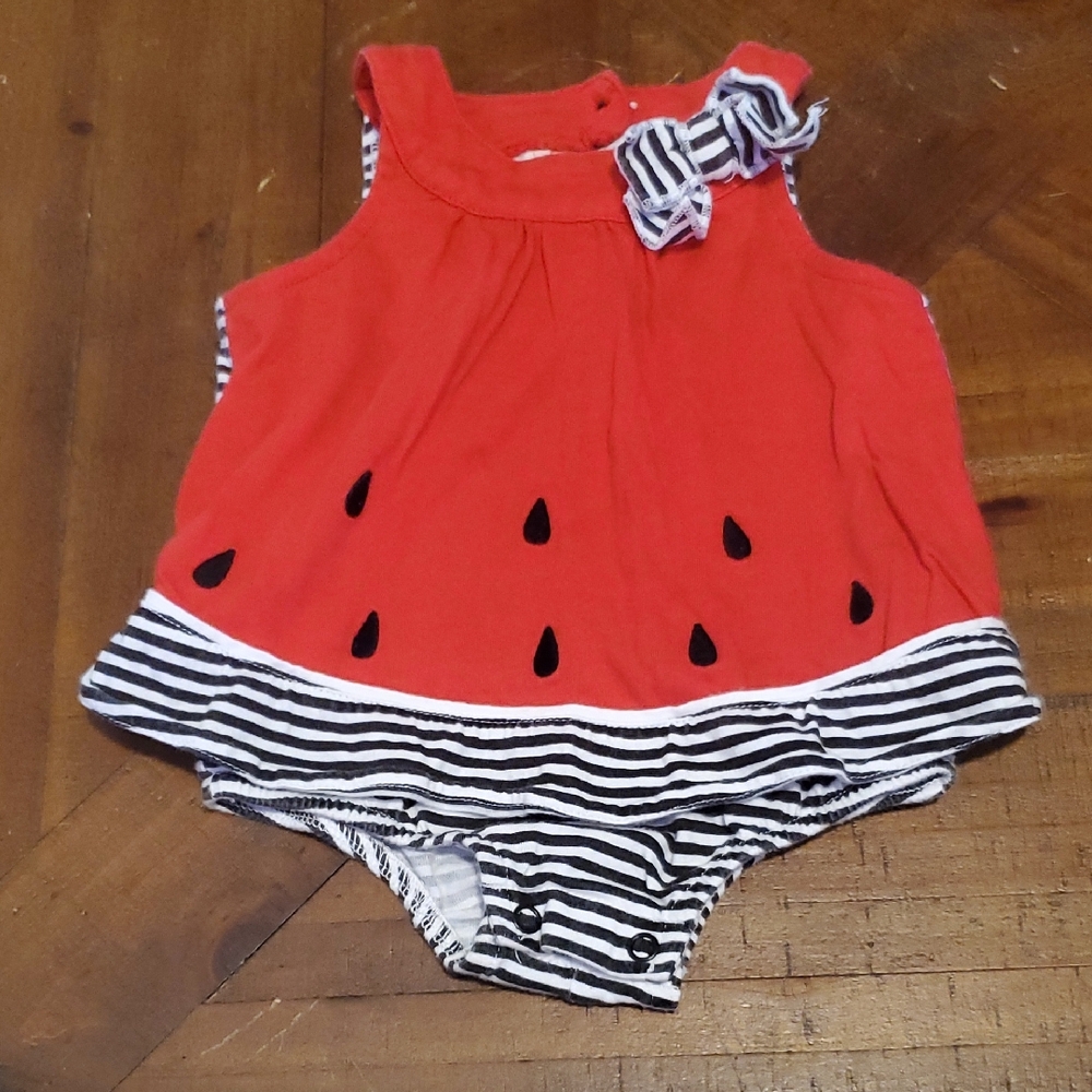 First Impressions Red and Black Watermelon Bodysuit